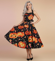 Sukienka retro Halloween | Przebranie damskie dynie i duchy