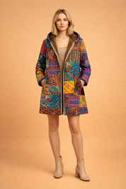 Kryztal | Boho Płaszcz z Wnętrzem Sherpa