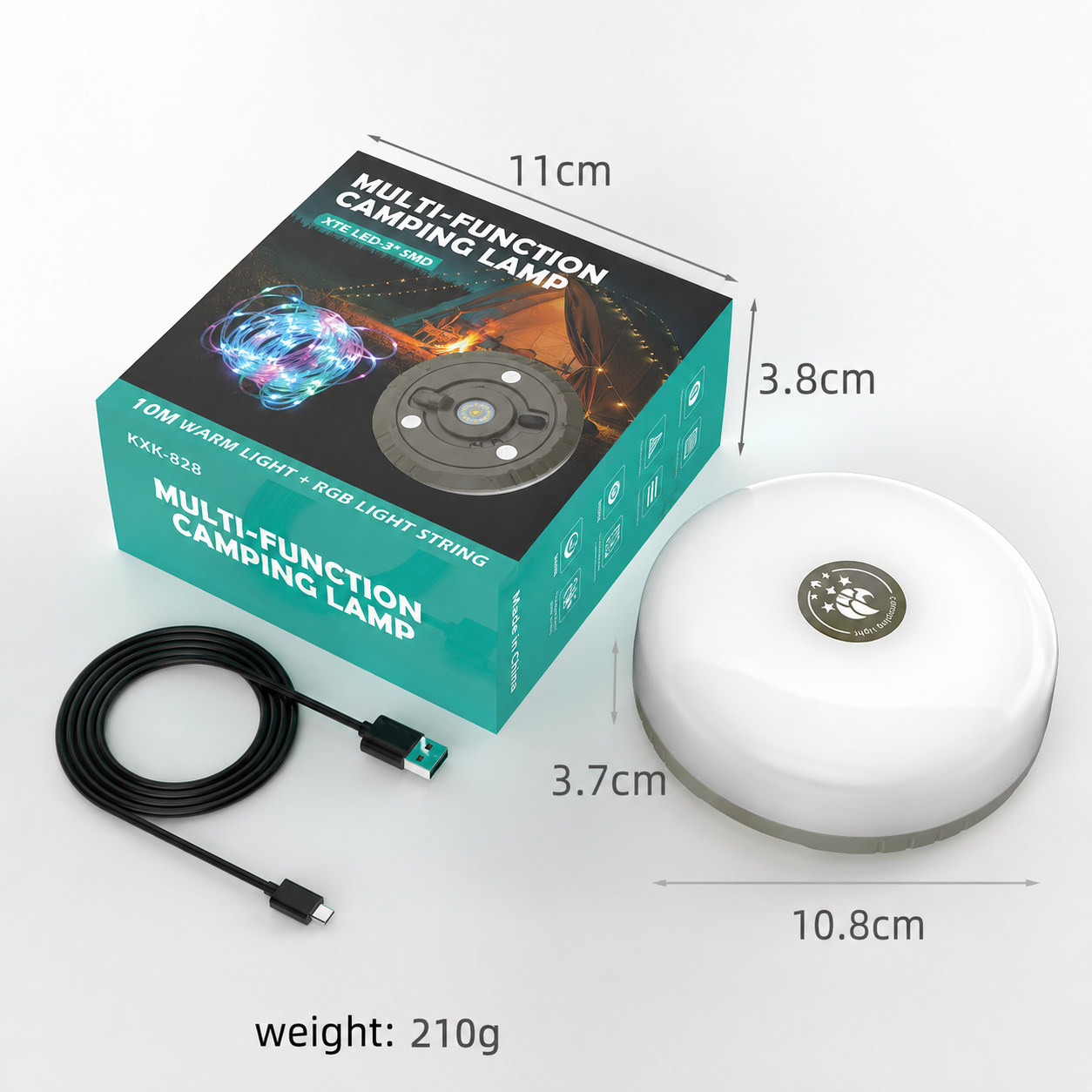 Lampa kempingowa 2 w 1 – przenośna latarnia kempingowa, girlanda z 8 trybami oświetlenia, akumulatorowy powerbank na przygody na świeżym powietrzu