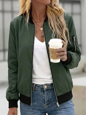 Damen Bomberjacke mit Taschen und Reißverschluss 5
