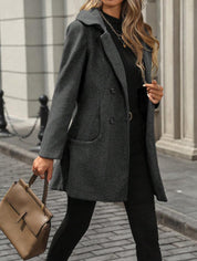 Damen Jacke mit Knöpfen Reverskragen und Taschen 0