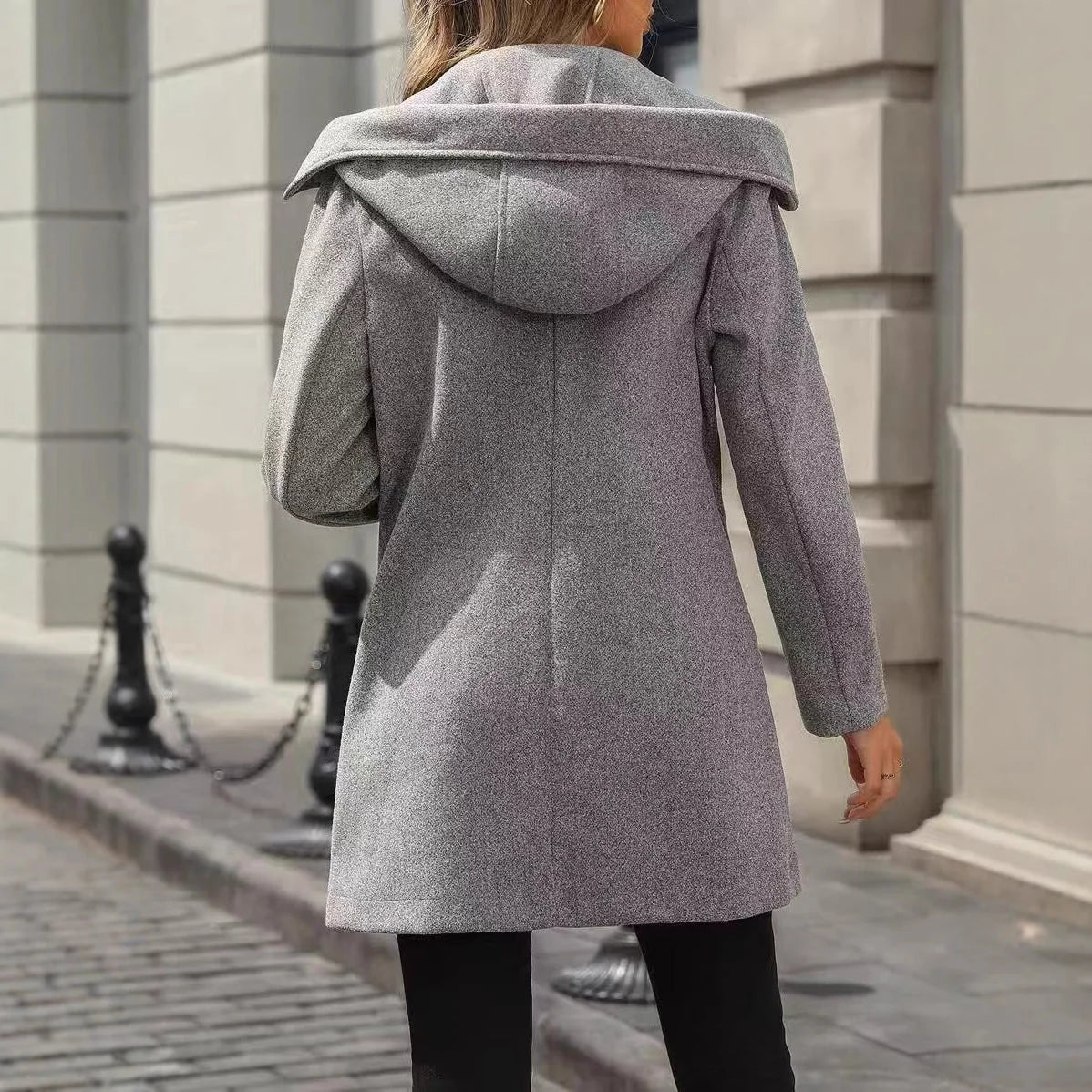 Damen Jacke mit Knöpfen Reverskragen und Taschen 2