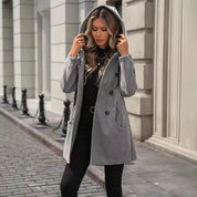 Damen Jacke mit Knöpfen Reverskragen und Taschen 4