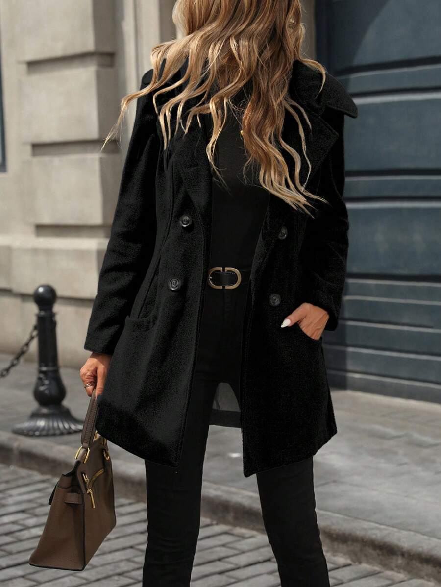 Damen Jacke mit Knöpfen Reverskragen und Taschen 7