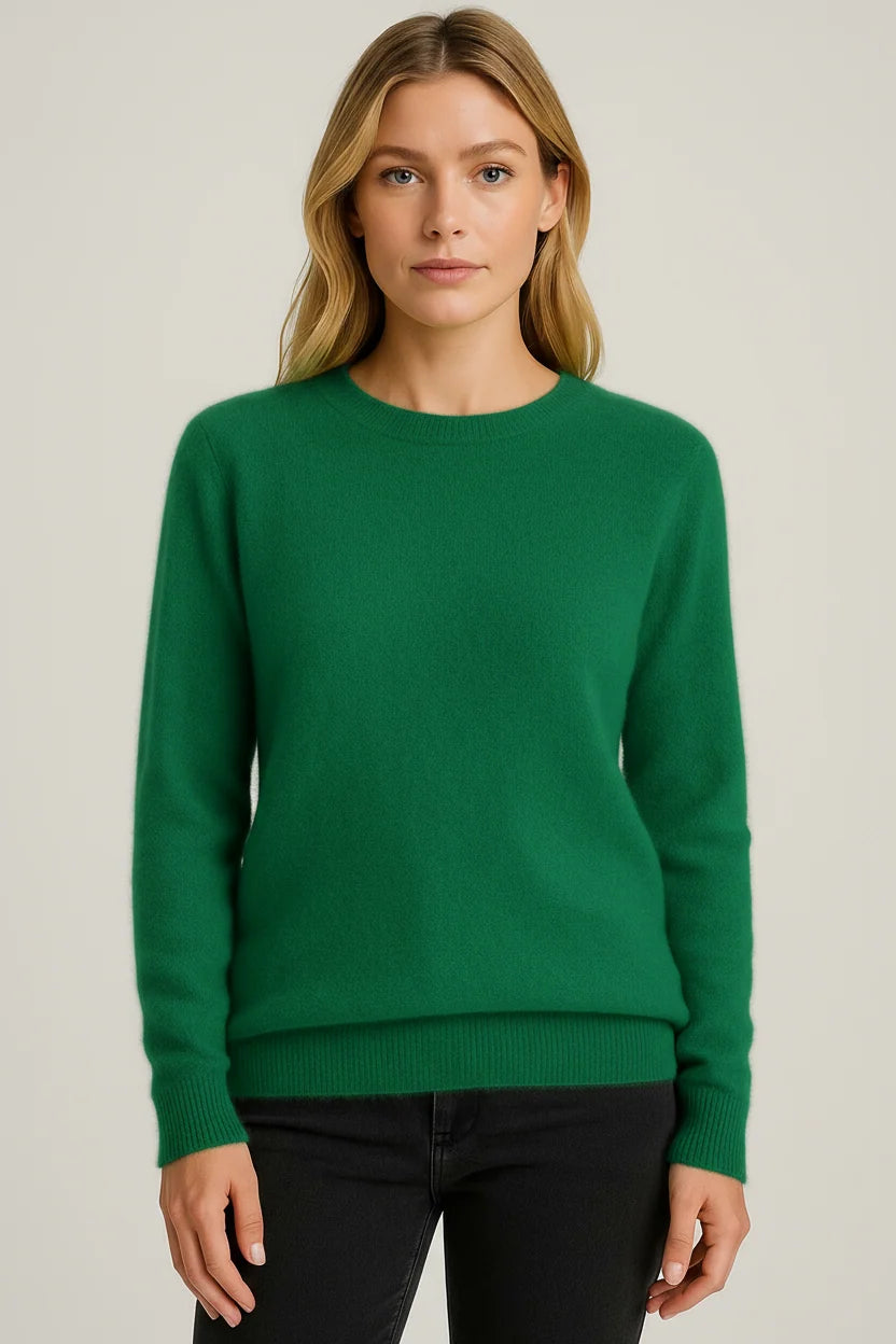 Damen Kaschmir Pullover mit Rundhalsausschnitt weich 2