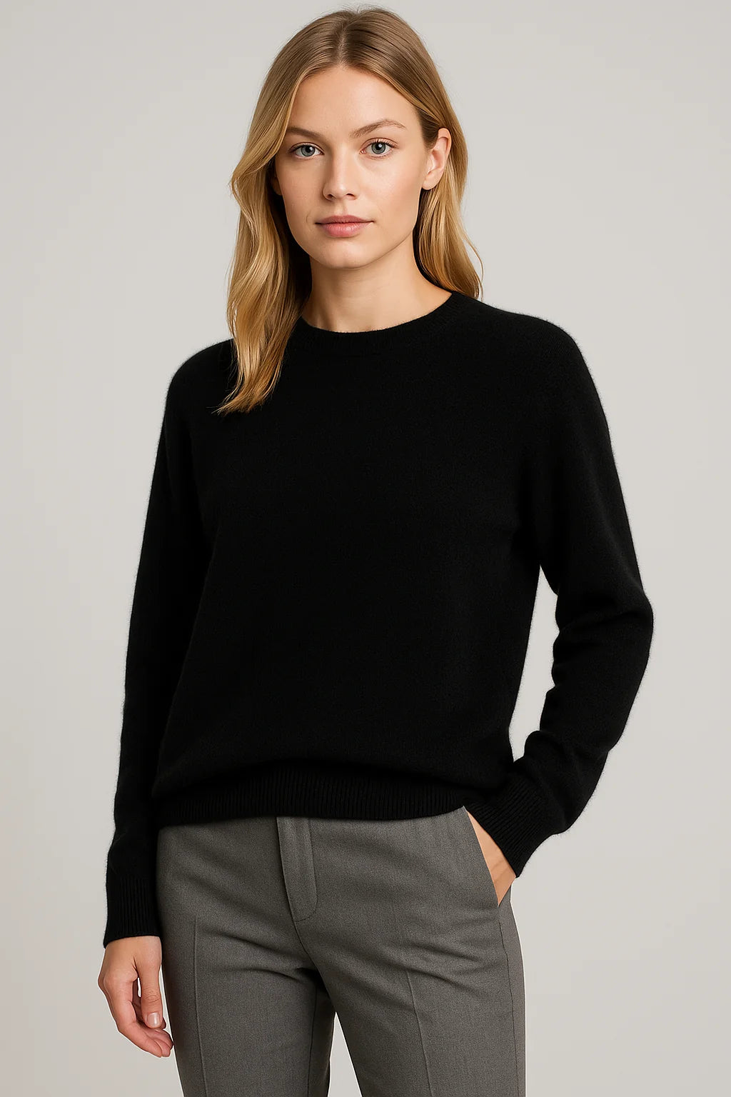 Damen Kaschmir Pullover mit Rundhalsausschnitt weich 4