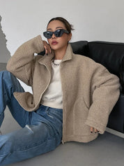 Damen Lammwolljacke mit Stehkragen 4