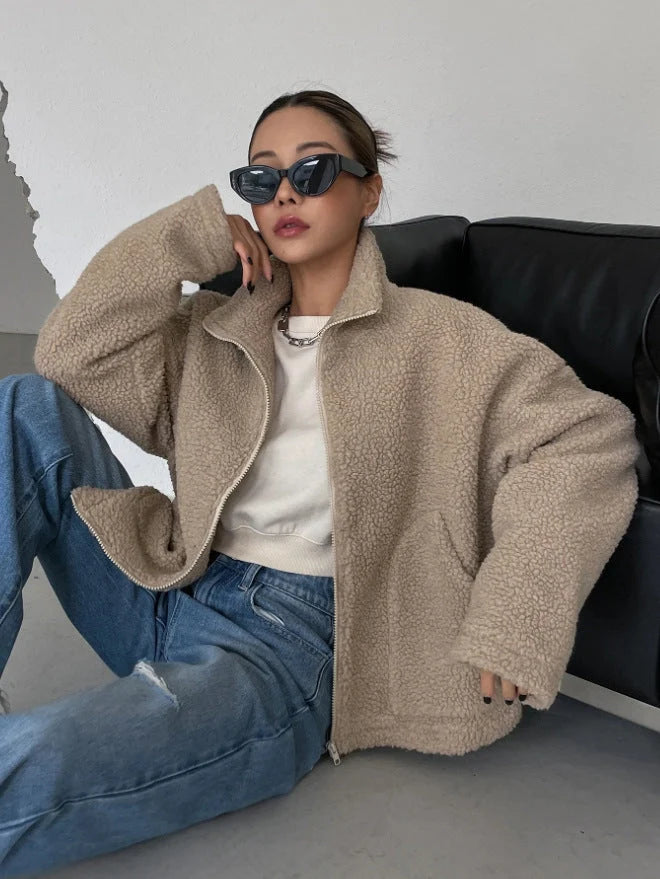 Damen Lammwolljacke mit Stehkragen 4