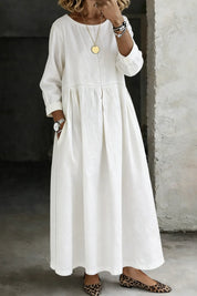 Damen Langarm Smock Kleid Maxi 2