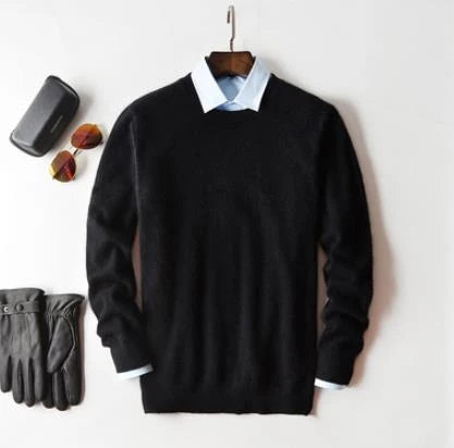 Herren Kaschmir Pullover mit Rundhals und V Ausschnitt 0