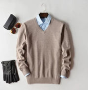 Herren Kaschmir Pullover mit Rundhals und V Ausschnitt 1