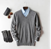 Herren Kaschmir Pullover mit Rundhals und V Ausschnitt 2