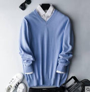 Herren Kaschmir Pullover mit Rundhals und V Ausschnitt 3