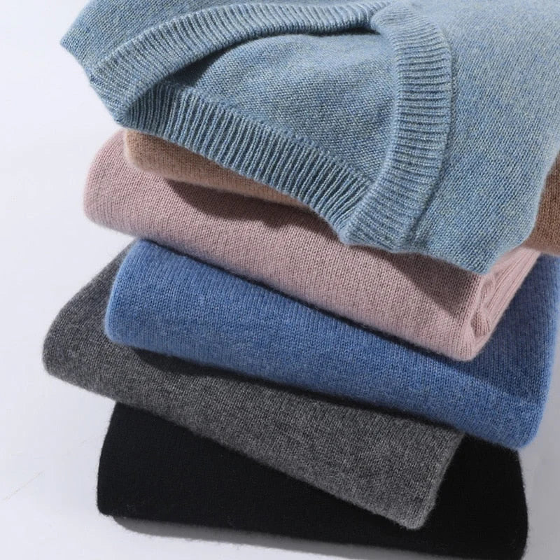 Herren Kaschmir Pullover mit Rundhals und V Ausschnitt 4