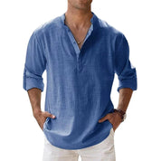 Herren Leinen Henley Shirt Relaxed Fit für den Sommer 1