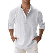 Herren Leinen Henley Shirt Relaxed Fit für den Sommer 3