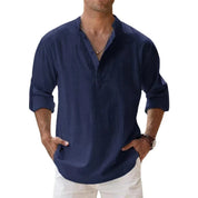 Herren Leinen Henley Shirt Relaxed Fit für den Sommer 4