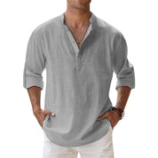Herren Leinen Henley Shirt Relaxed Fit für den Sommer 5