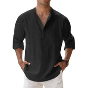 Herren Leinen Henley Shirt Relaxed Fit für den Sommer 6