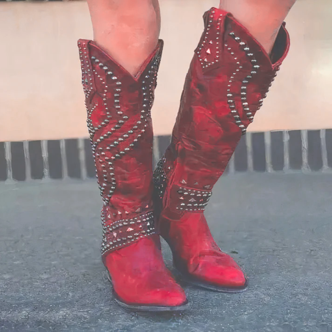 Kowbojskie buty do kolan dla kobiet | Vintage 4