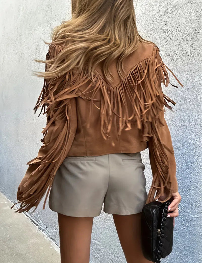 Kurtka Zimowa Damska Boho z Frędzlami w Stylu Vintage na Chłodne Dni 1