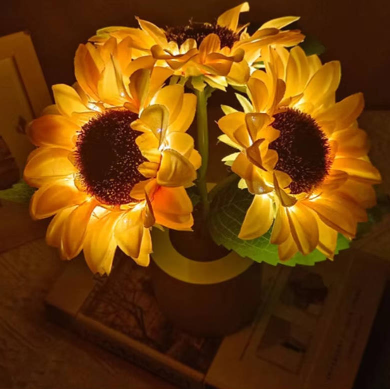 Lampa Słonecznikowa LED z Regulacją Jasności i Ładowaniem USB do Sypialni - Delikatne Oświetlenie z Naturalnym Akcentem 5