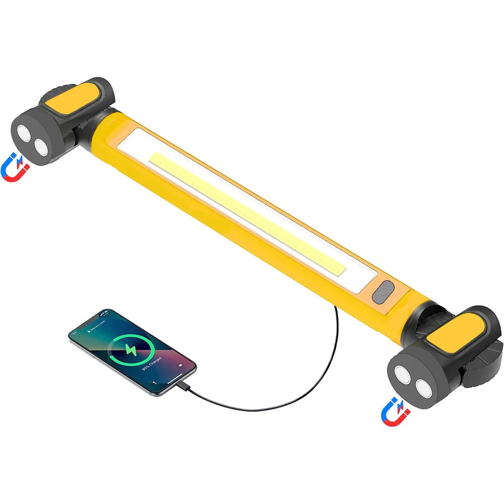 Magnetyczna listwa świetlna LED – akumulatorowa lampa o pojemności 5200 mAh do napraw samochodowych, oświetlenia pod maską i zewnętrznego oświetlenia awaryjnego 0
