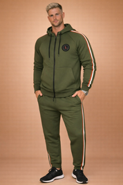 Paweł | Męski casualowy dres z bluzą rozpinaną i sportowym paskiem