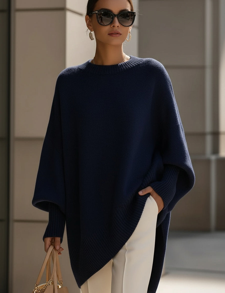 Oversize'owy sweter damski z okrągłym dekoltem - elegancki i wygodny 6