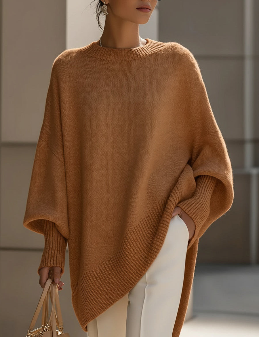 Oversize'owy sweter damski z okrągłym dekoltem - elegancki i wygodny 7