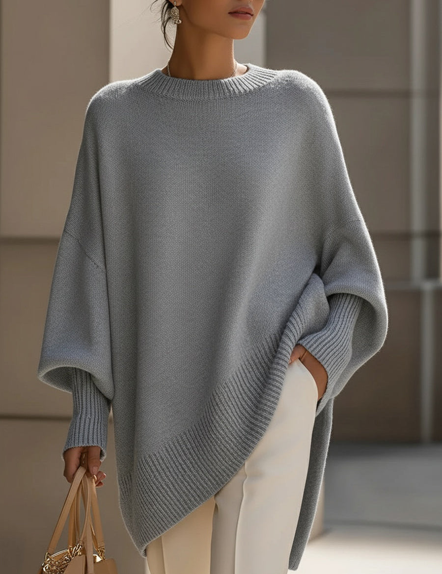 Oversize'owy sweter damski z okrągłym dekoltem - elegancki i wygodny 8