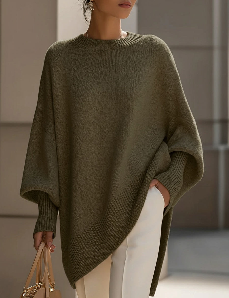 Oversize'owy sweter damski z okrągłym dekoltem - elegancki i wygodny 9