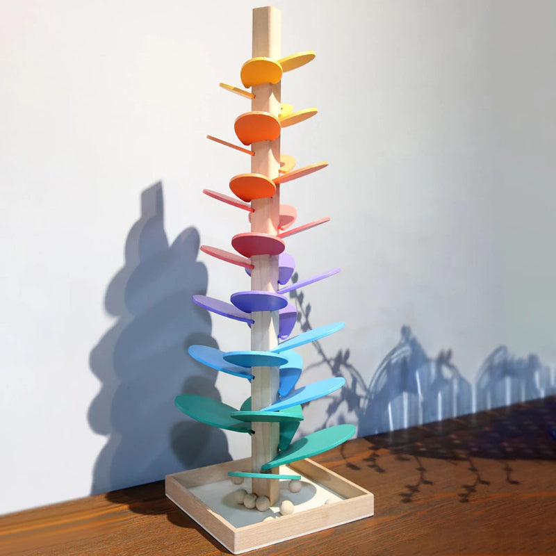 Regenbogen-Murmelturm | Montessori-Lernspielzeug | mit Farb- & Klangeffekt | Tumblewood 0