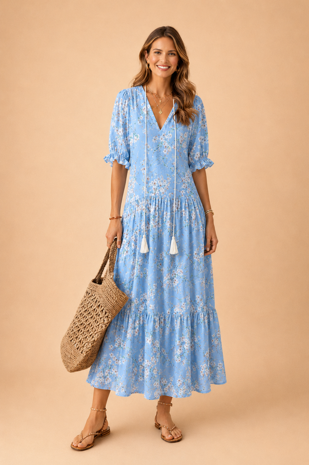 ANA | Sukienka Maxi w Kwiatowy Wzór