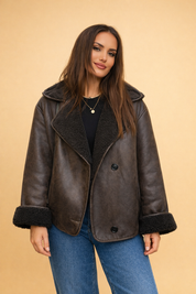 Marika | Krótka kurtka fleece z kołnierzem
