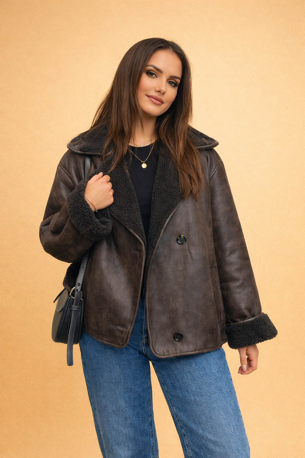 Marika | Krótka kurtka fleece z kołnierzem