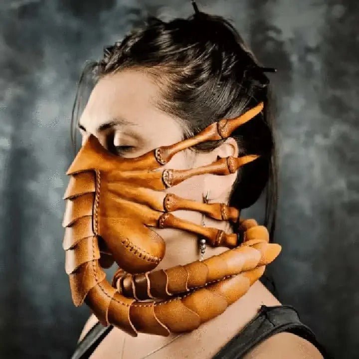 Straszna gumowa maska z pół twarzy, robak, horror - kostium na Halloween, obcy, maskotka, skorpion, impreza, cosplay, rekwizyty 0