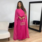 Sukienka Maxi Na Wesele Z Peleryną, Elegancka Sukienka Wieczorowa Maxi Damska, Idealna Na Specjalne Okazje 1
