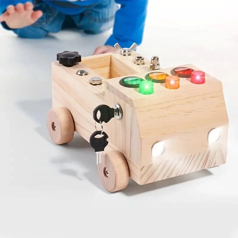 Tablica Montessori Busy Board – interaktywna zabawka edukacyjna dla dzieci, wspomagająca rozwój małej motoryki i zdolności poznawczych 4