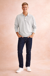 Adam | Męski top polo z długim rękawem o luźnym kroju