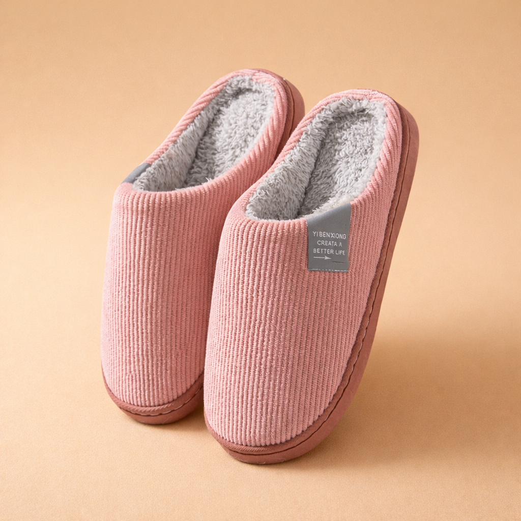 Men’s closed-toe indoor slippers with a soft structured shape, designed for everyday home comfort