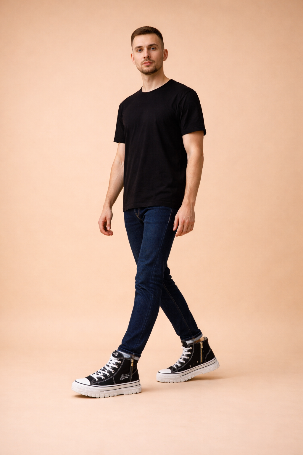 Gerard | Męskie miejskie sneakersy typu high-top na masywnej podeszwie