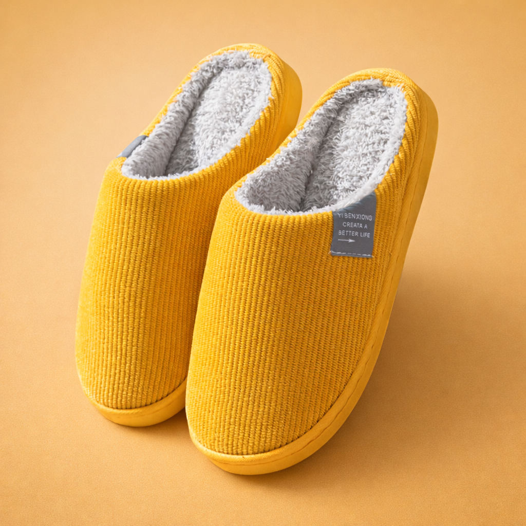 Men’s indoor slip-on footwear with structured shape and soft inner lining for comfortable home wear