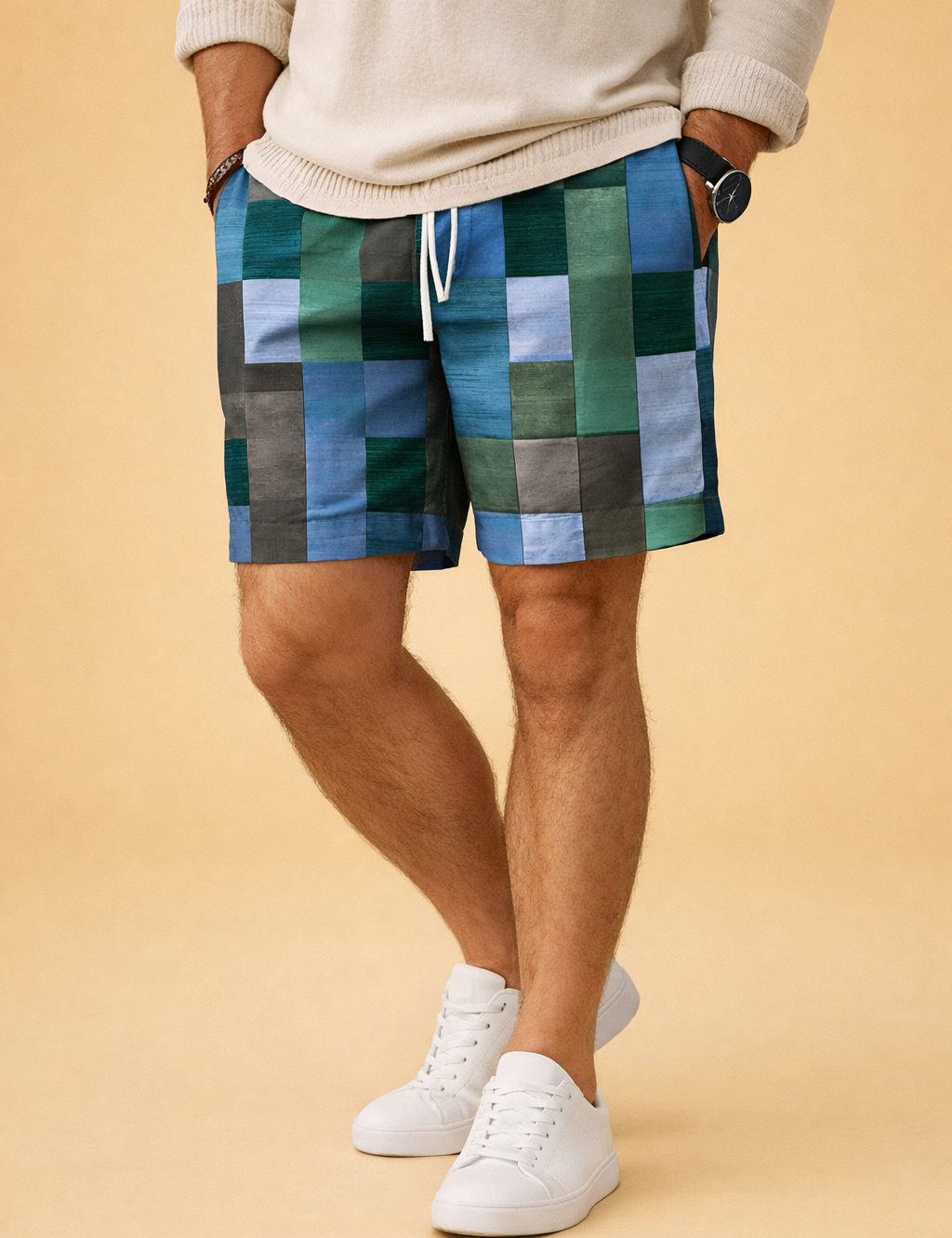 Dariusz | Męskie Letnie Spodenki Patchwork