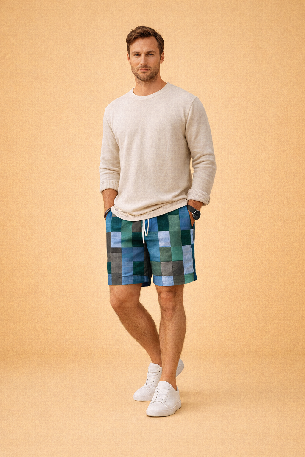 Dariusz | Męskie Letnie Spodenki Patchwork