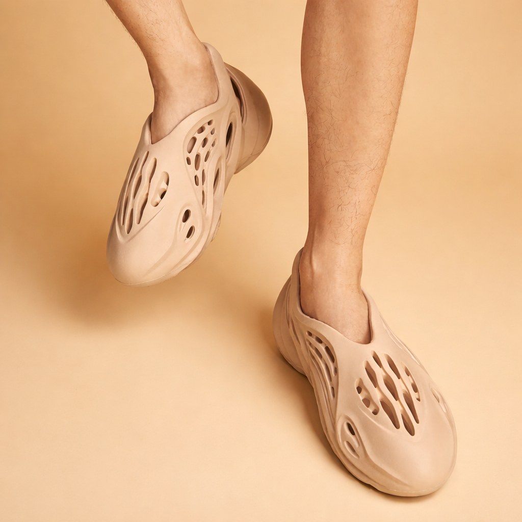 Men’s urban comfort vent shoes worn by model, lightweight slip-on footwear designed for breathable everyday walking and casual city use