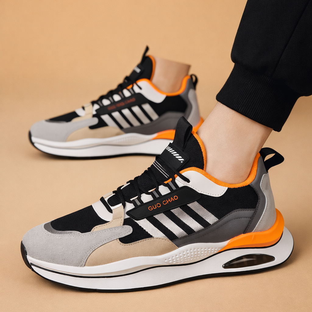 Men’s urban performance comfort shoes with modern sporty design, worn by model