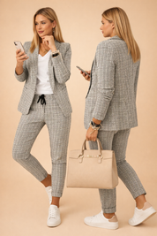 Agnieszka | Stylowy damski komplet casual z marynarką i spodniami