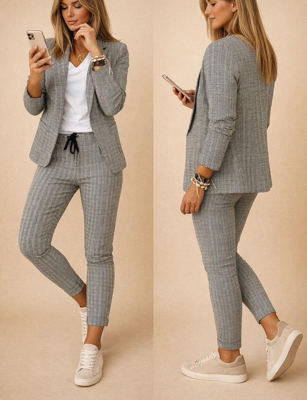Agnieszka | Stylowy damski komplet casual z marynarką i spodniami