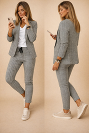 Agnieszka | Stylowy damski komplet casual z marynarką i spodniami